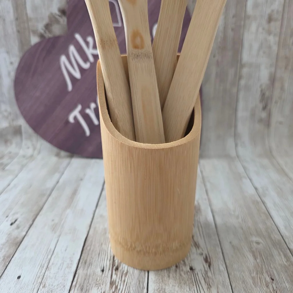Bamboo Cooking Utensils Set Beige